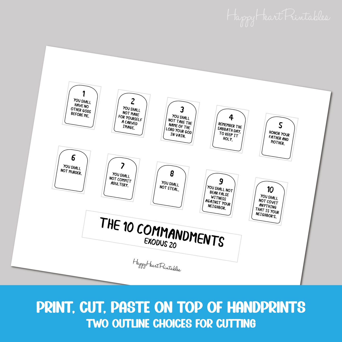 10 Commandments Handprint Craft Printable