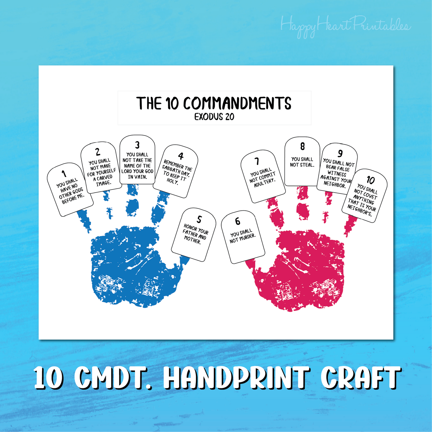 10 Commandments Handprint Craft Printable