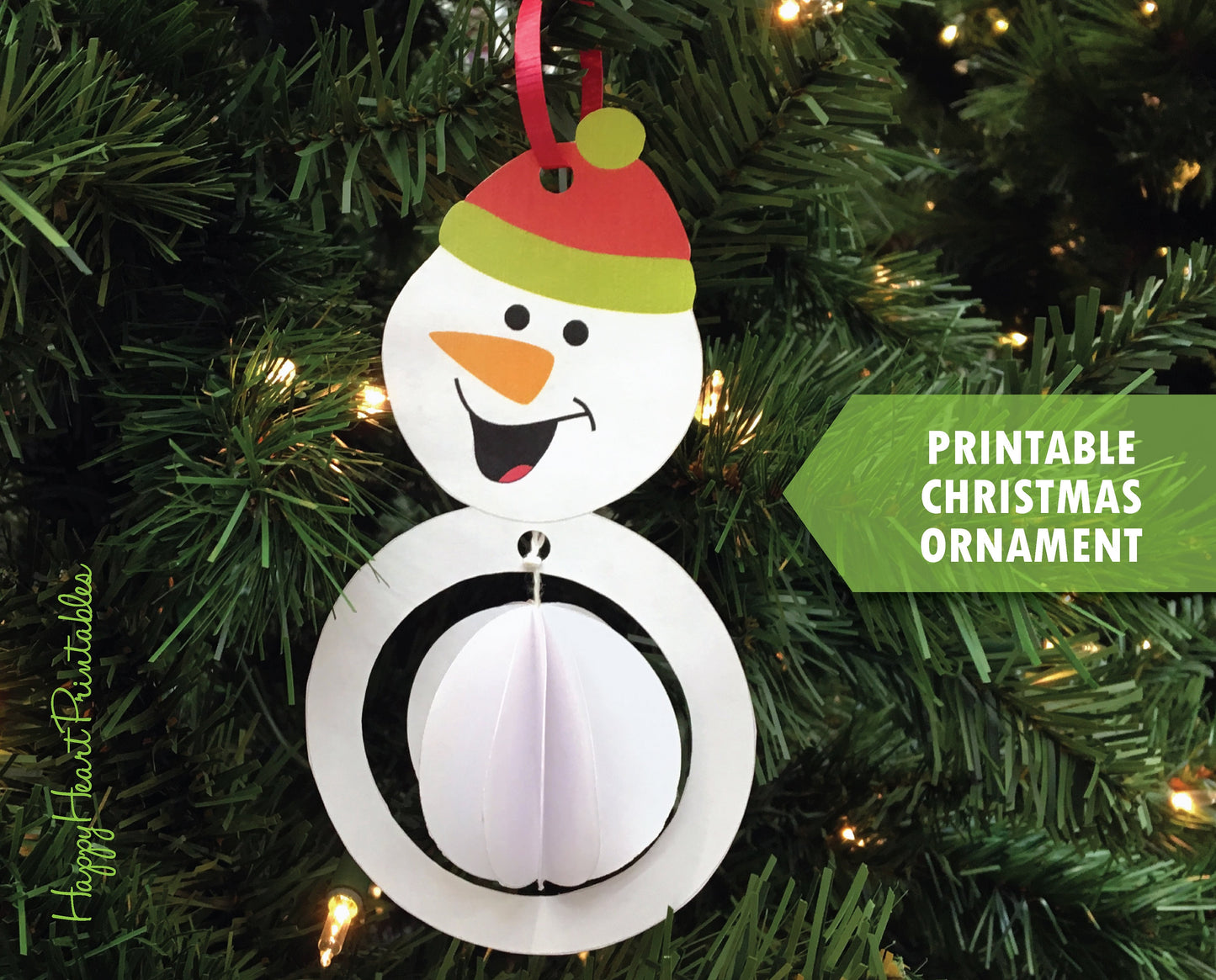 Printable Paper Christmas Ornament - DIY Christmas Ornament - Snowman Paper Craft