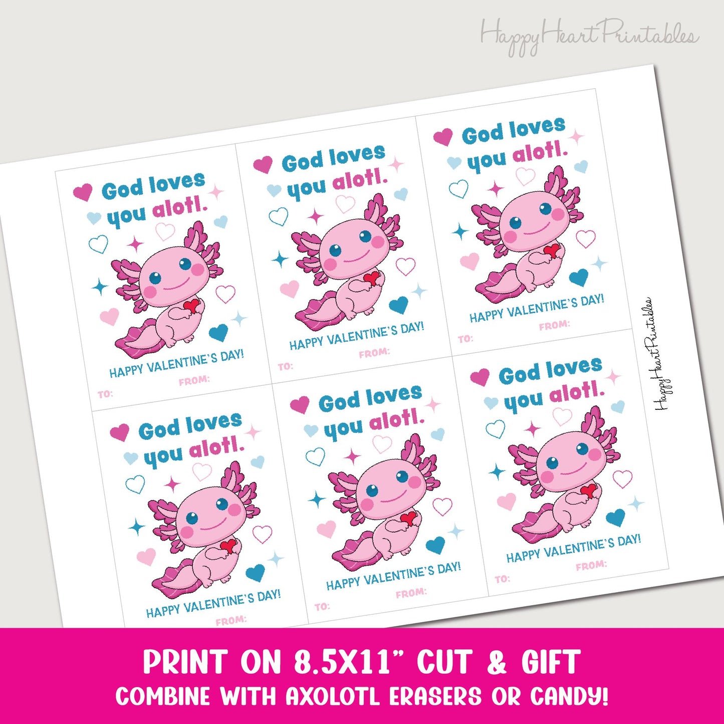 Christian Axolotl Printable Valentines
