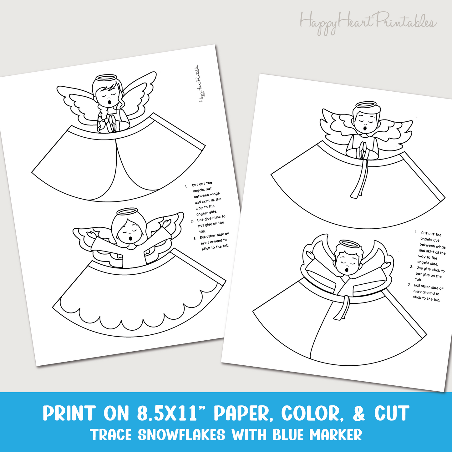 Printable 3D Paper Angels Craft