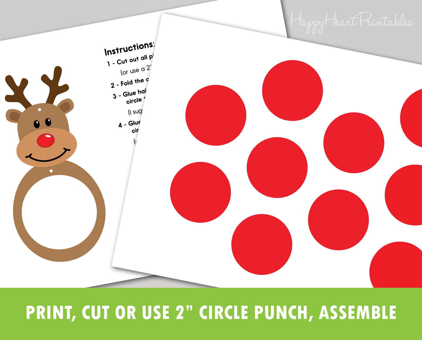 Printable Paper Christmas Ornament - DIY Christmas Ornament - Reindeer Paper Craft