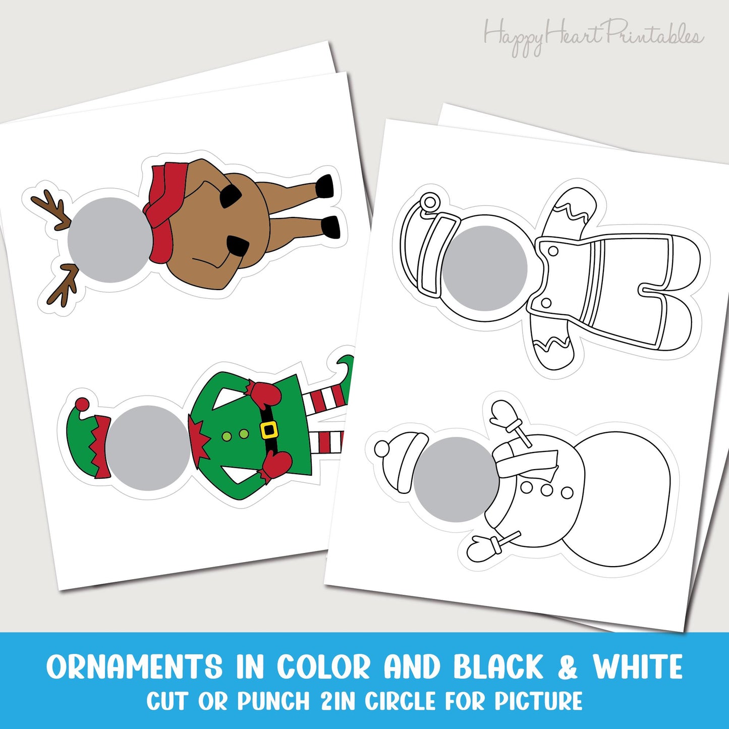Printable Photo Christmas Character Ornaments