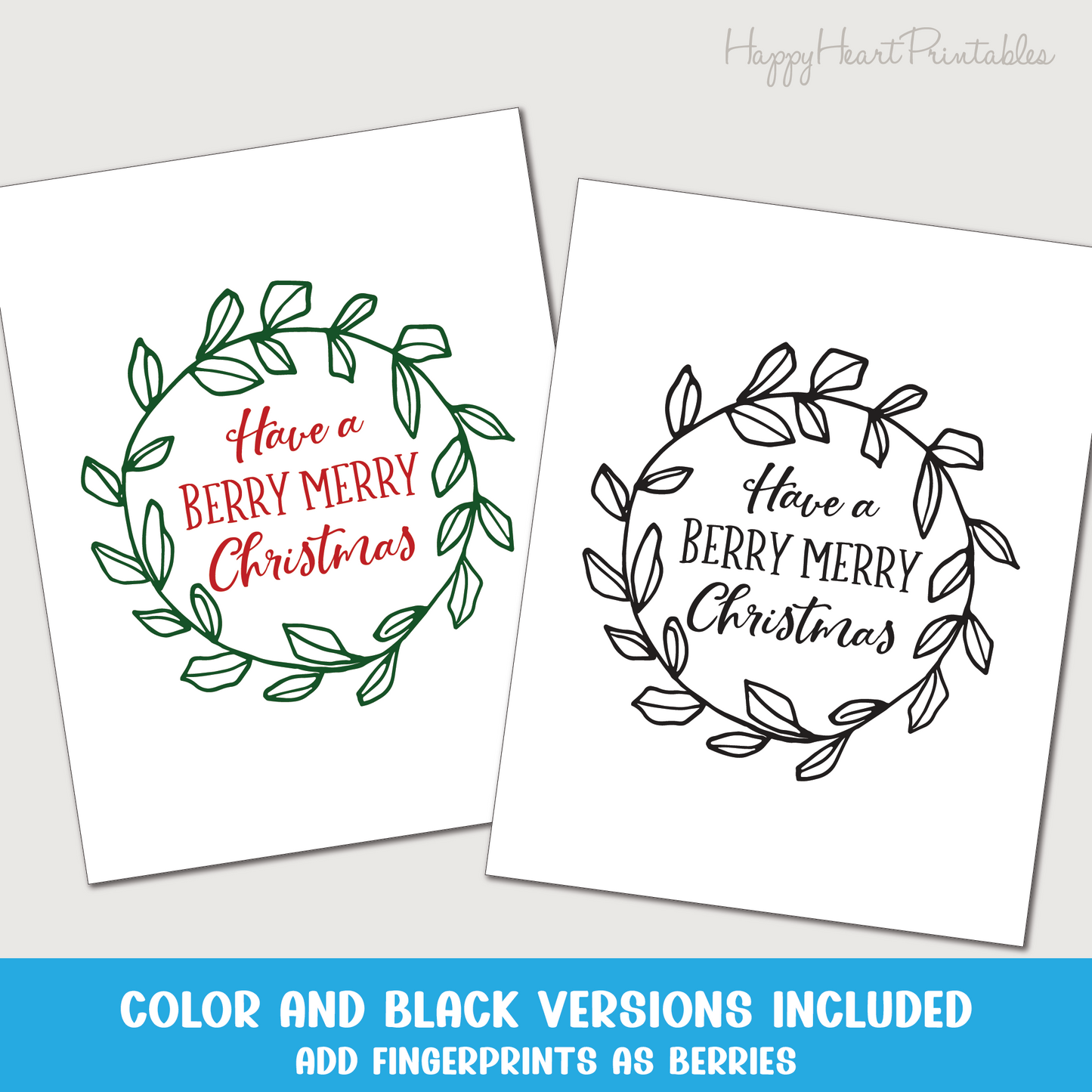 Fingerprint Christmas Wreath Printable Template - Fingerprint Christmas Art