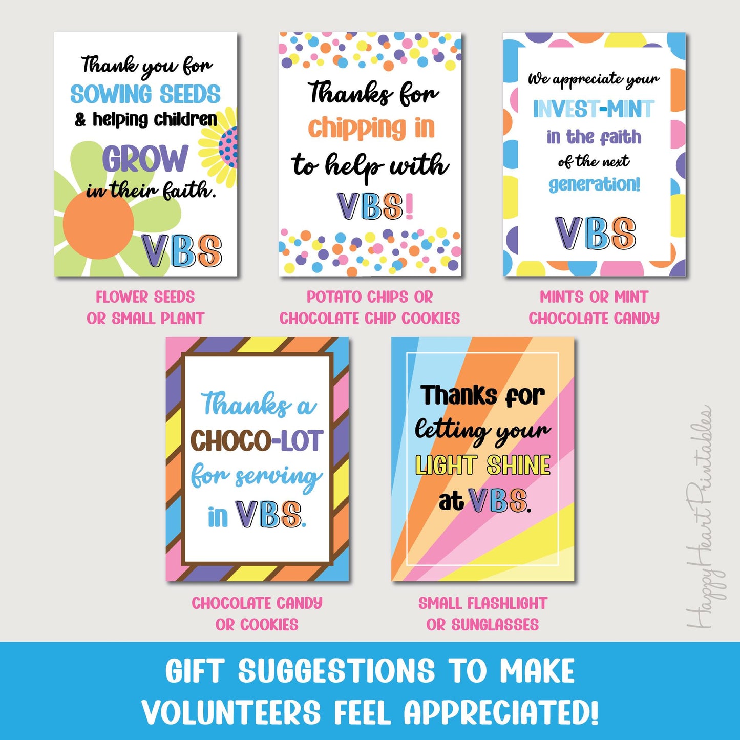 VBS Volunteer Appreciation Gift Tags