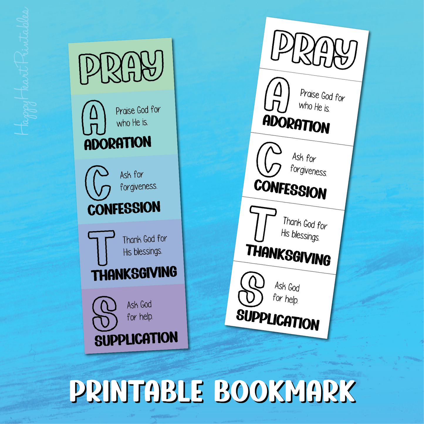 ACTS Prayer Method Bookmark - Coloring