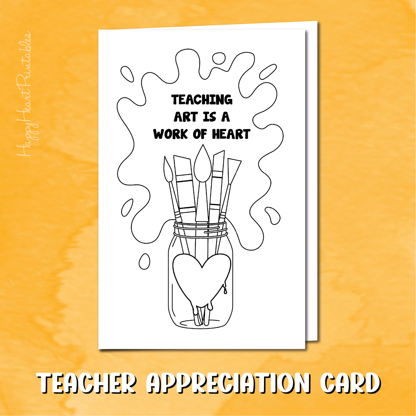 Art Teacher Appreciation Printable Coloring Card