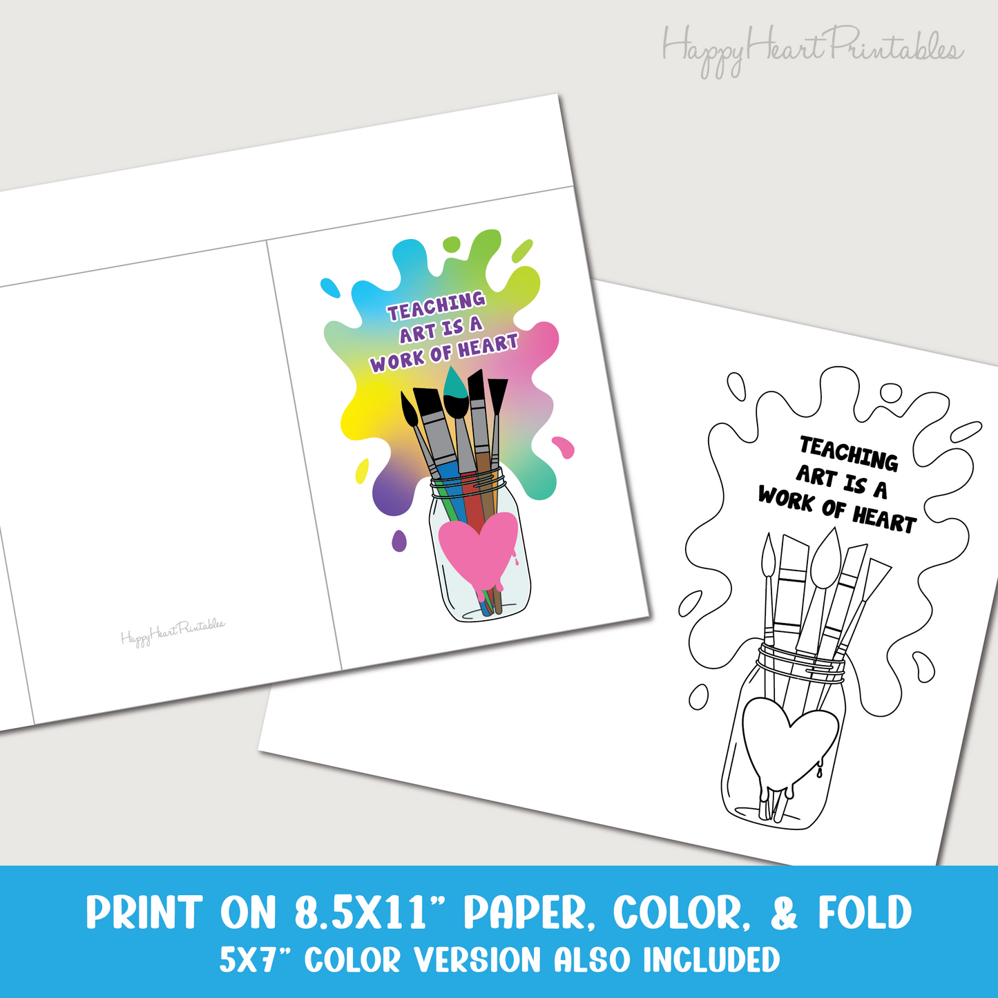 Art Teacher Appreciation Printable Coloring Card