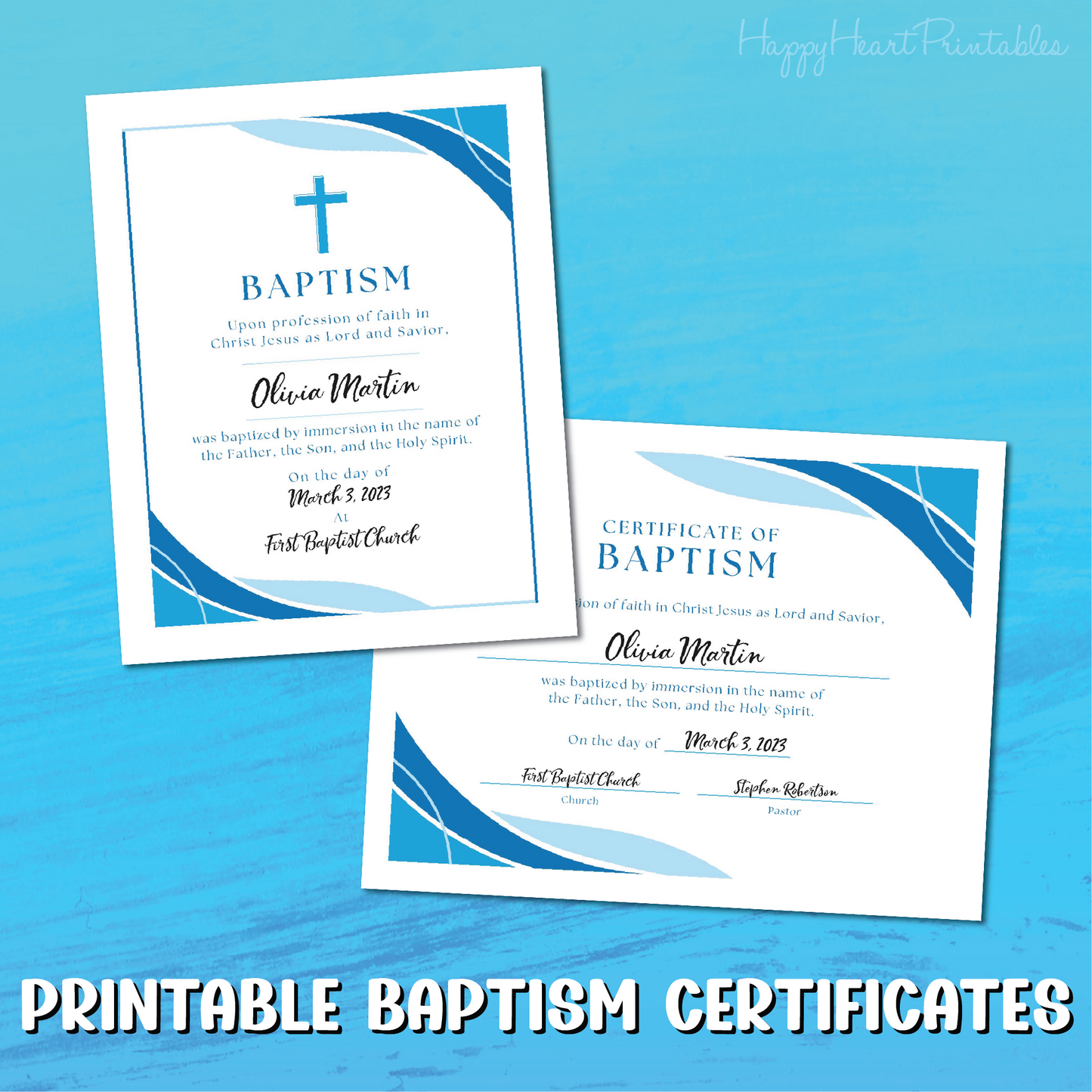 Printable Baptism Certificate and Plaque