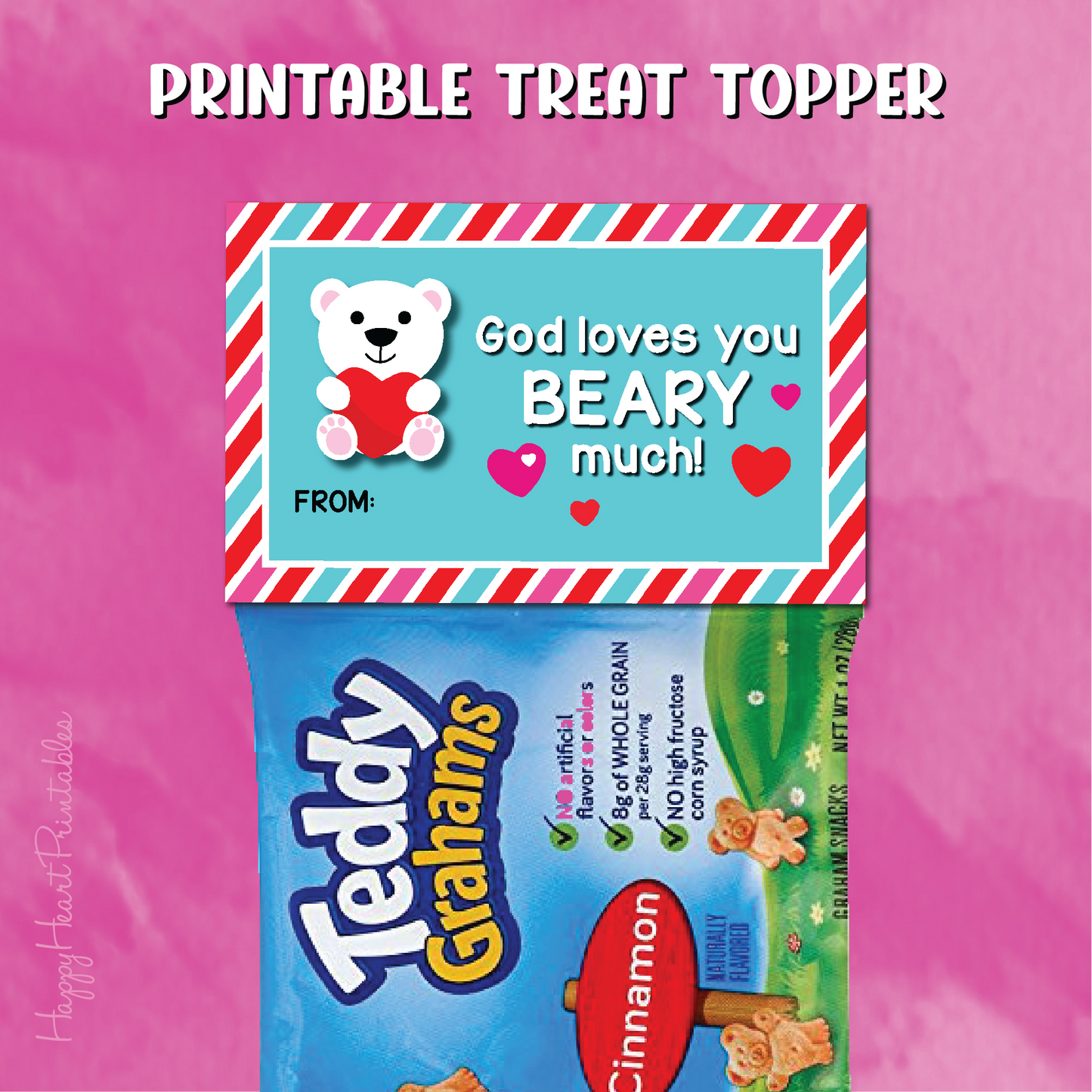 Bear Religious Valentine Printable Treat Topper
