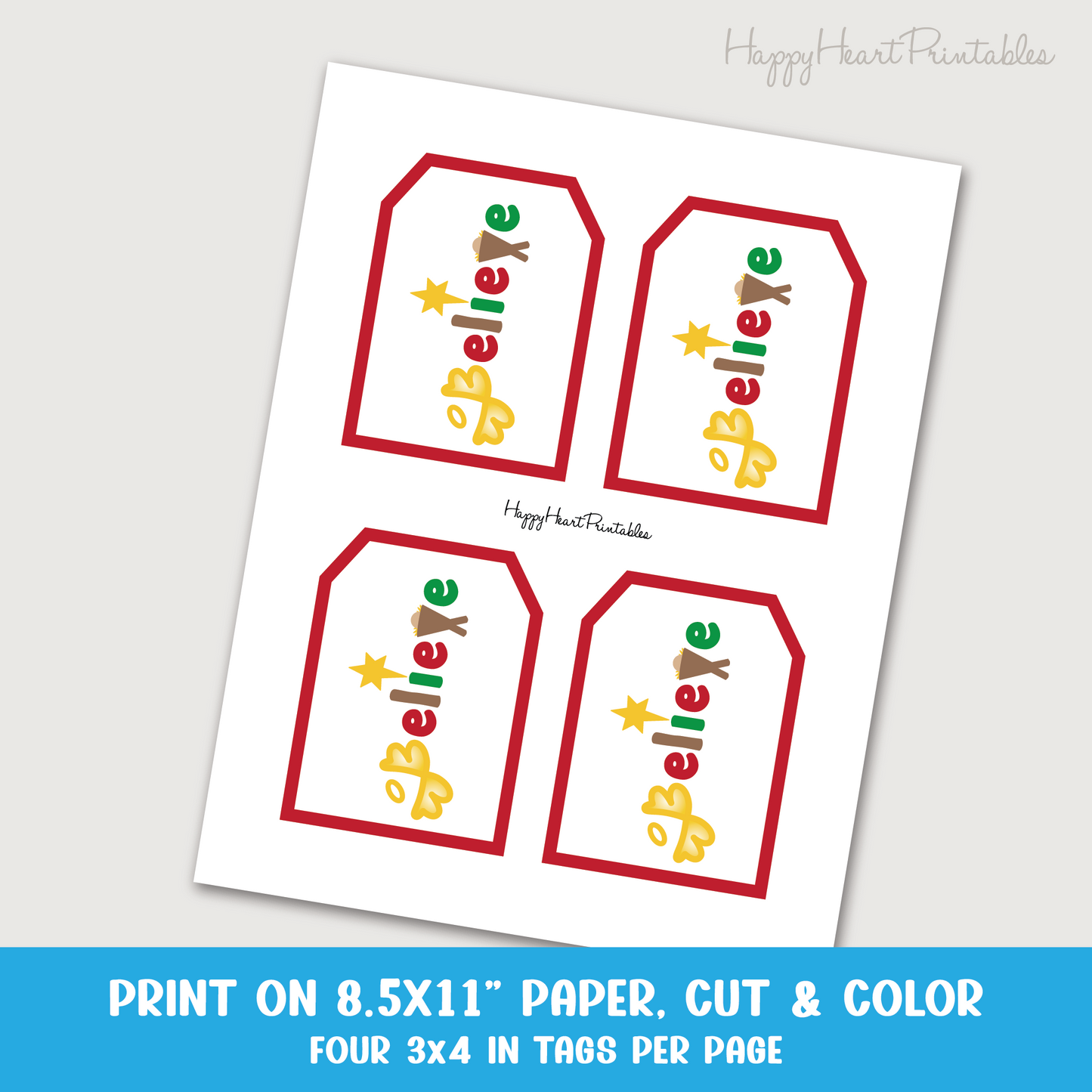 Printable Christmas Gift Tags - Believe