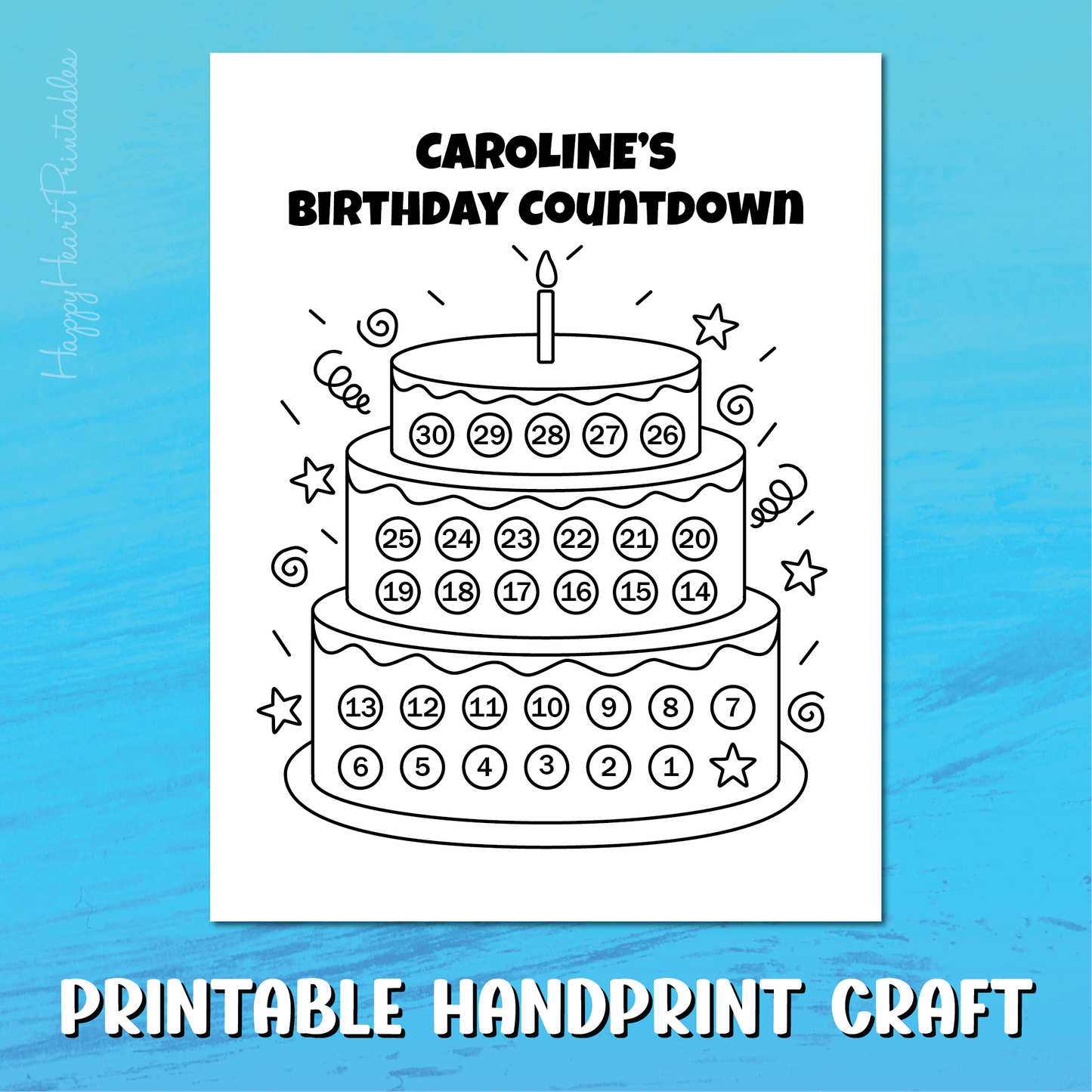 Printable Birthday Countdown - Personalize Editable PDF