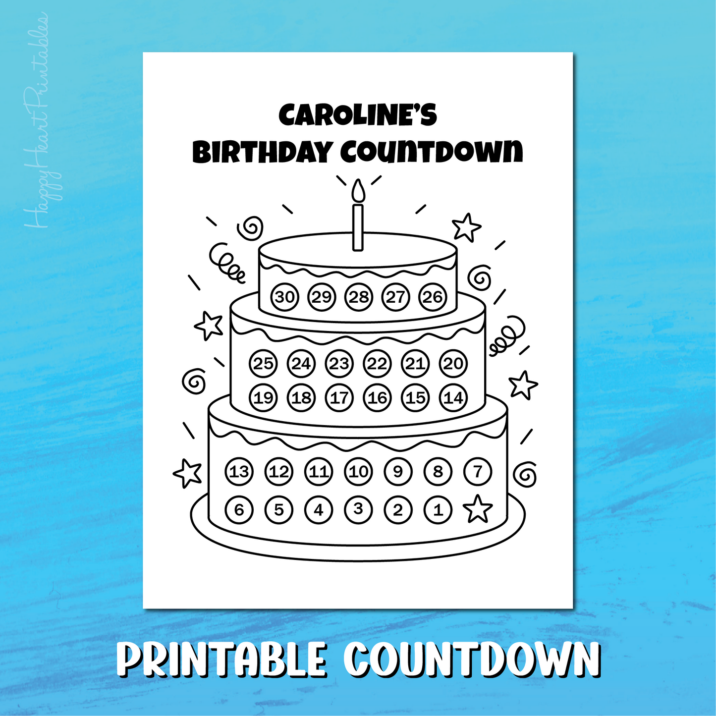 Printable Birthday Countdown - Personalize Editable PDF