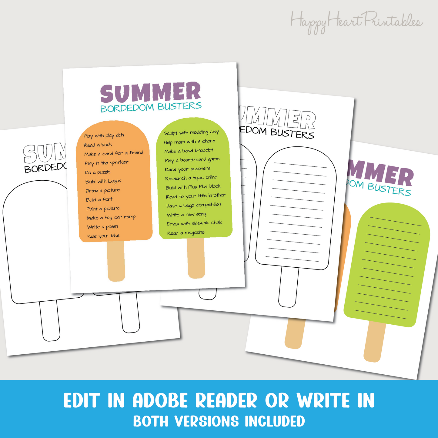 Printable Popsicle Boredom Busters List