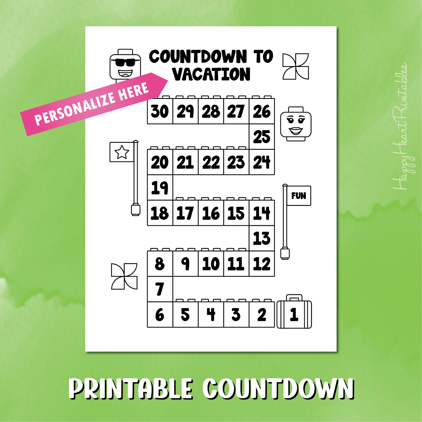 Printable Building Block Countdown For Vacation or Travel