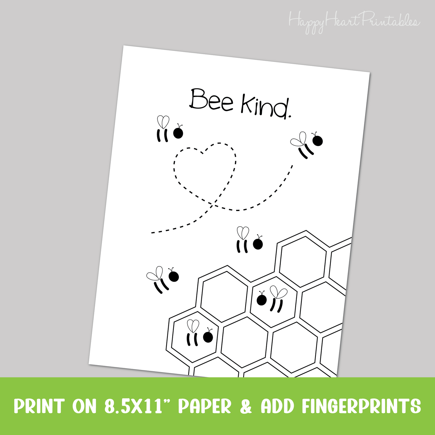 Fingerprint Bee Craft Printable Template