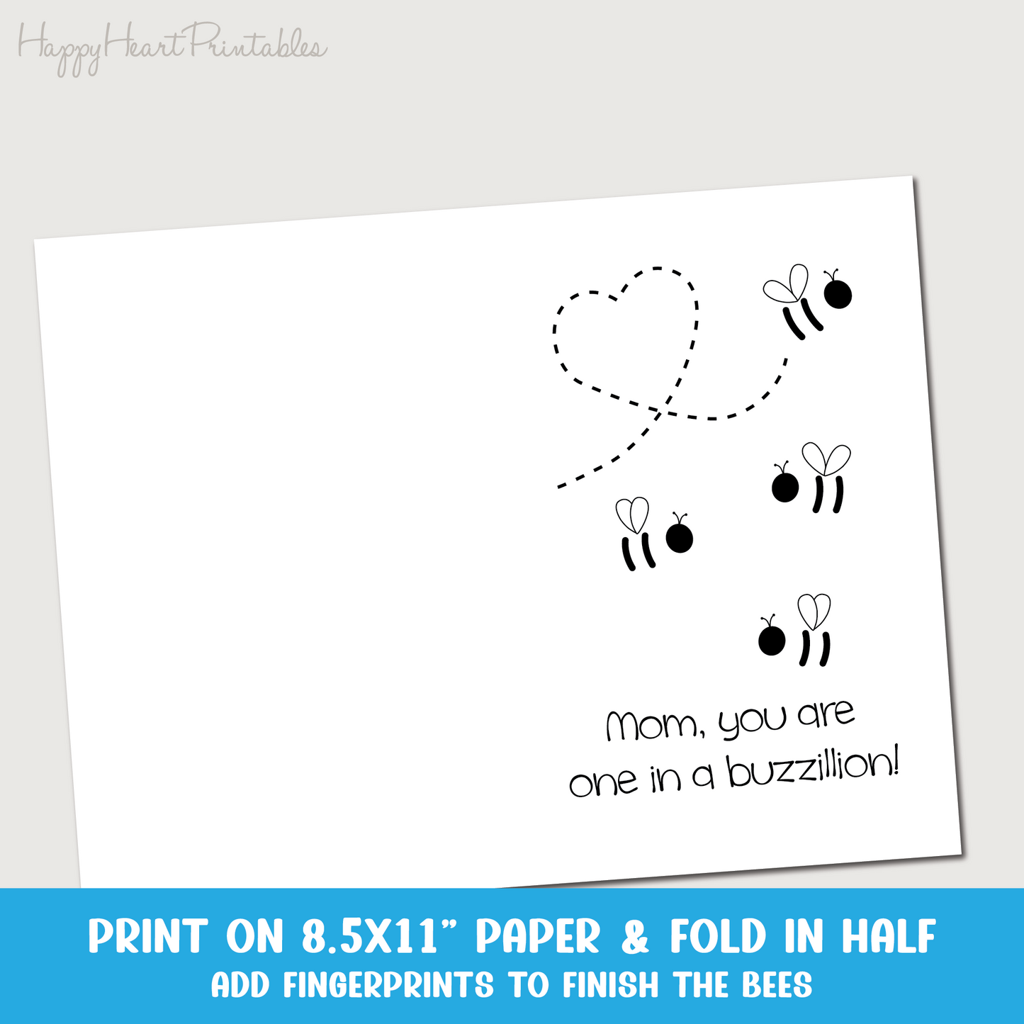 Fingerprint Bee Printable Mother's Day Card