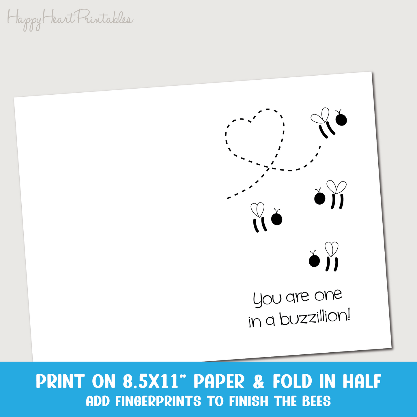 Fingerprint Bee Printable Birthday Day Card