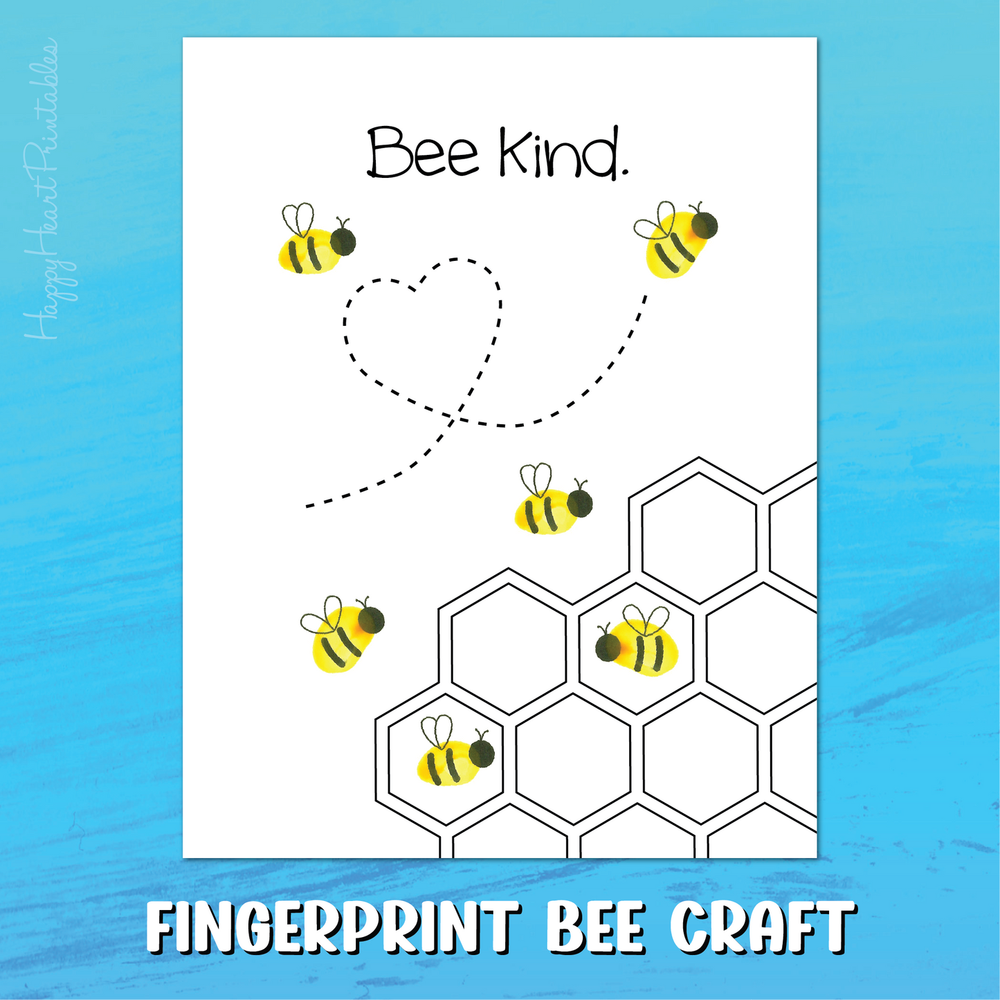 Fingerprint Bee Craft Printable Template