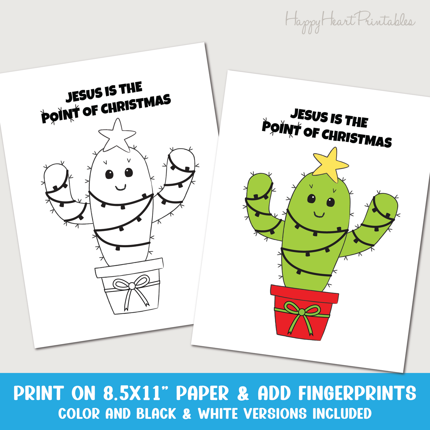 Christmas Cactus Fingerprint Craft - Fingerprint Christmas Art