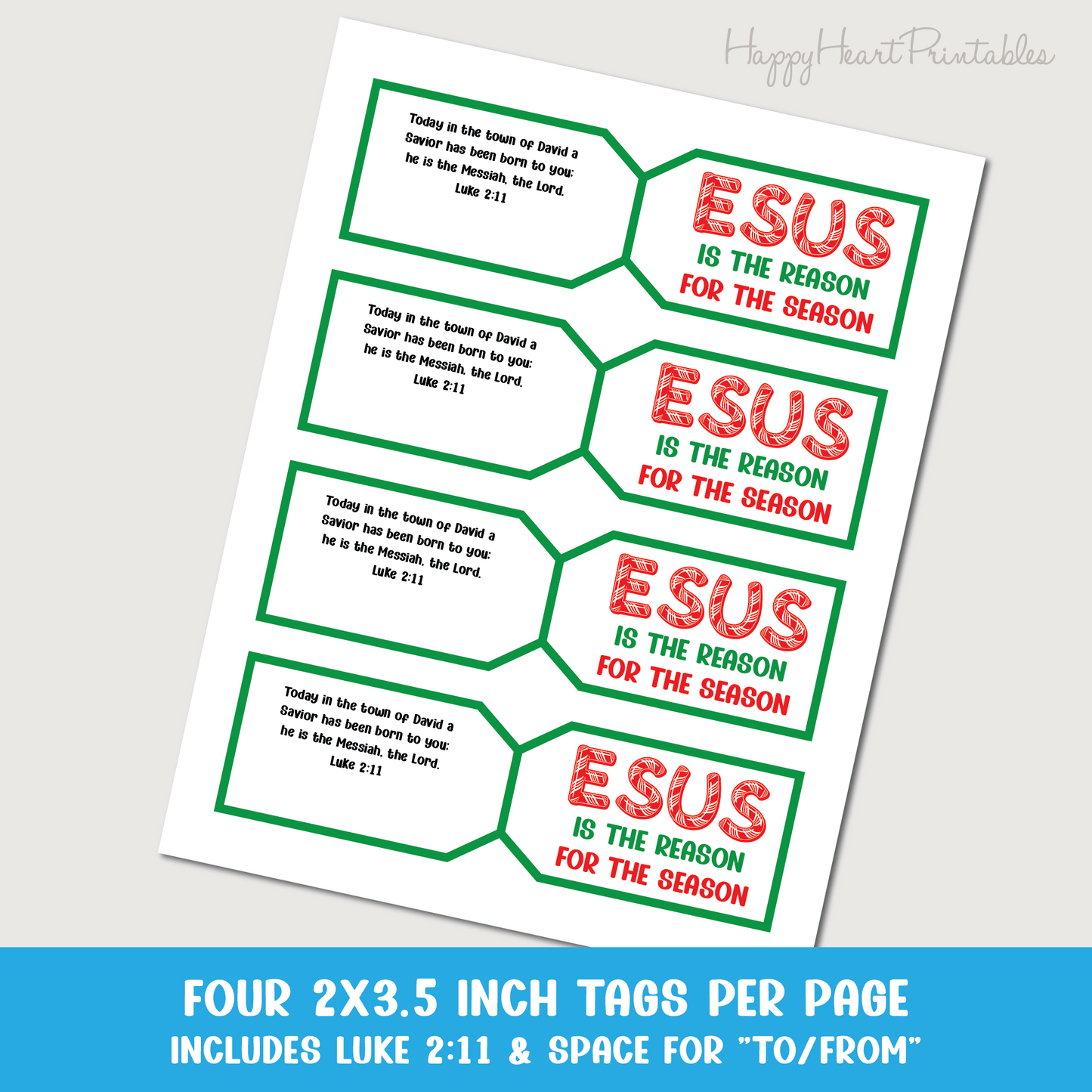 Printable Candy Cane Gift Tag