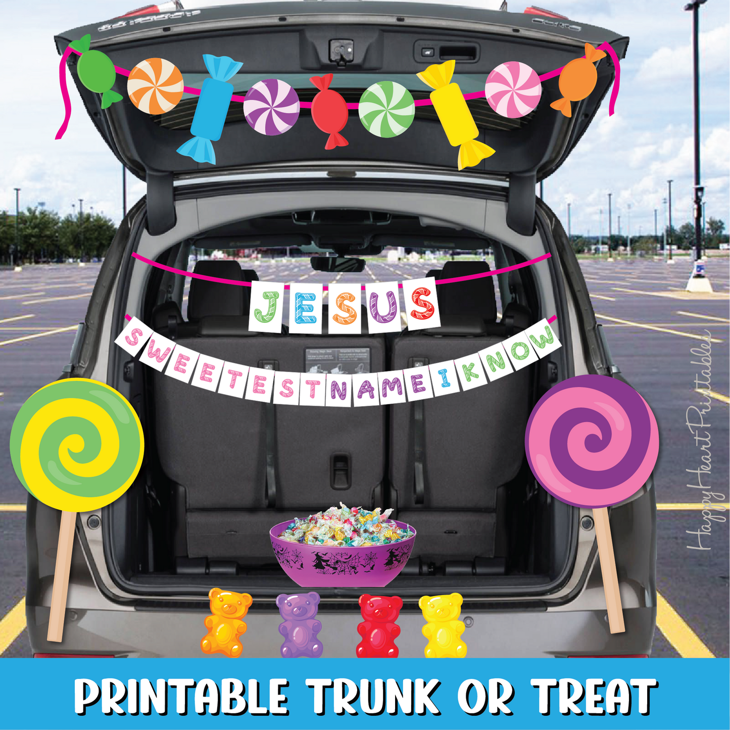 Printable Trunk or Treat Decorations - Candy Theme Trunk or Treat