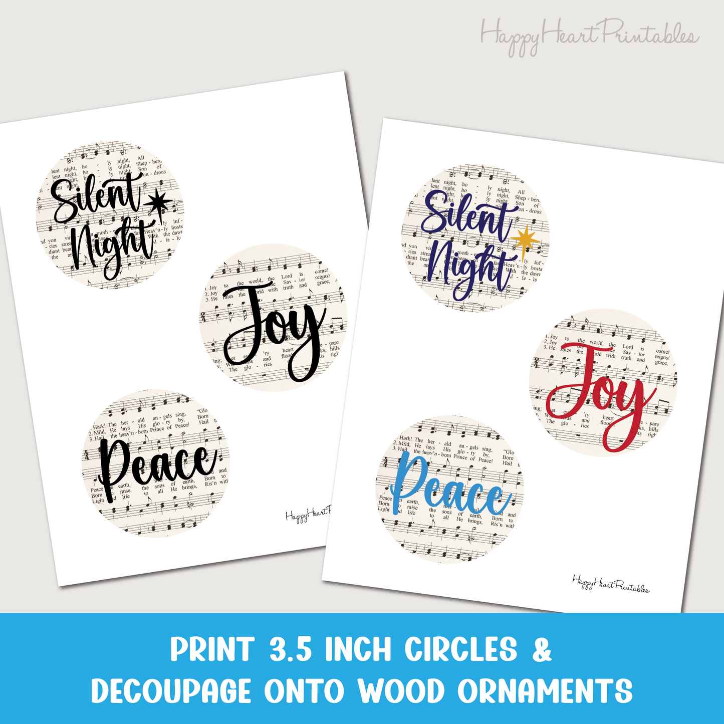 Printable Christmas Hymn Designs for Wood Ornaments