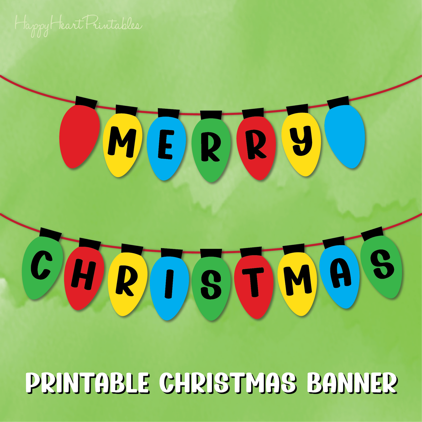 Printable Christmas Lights Banner - Merry Christmas