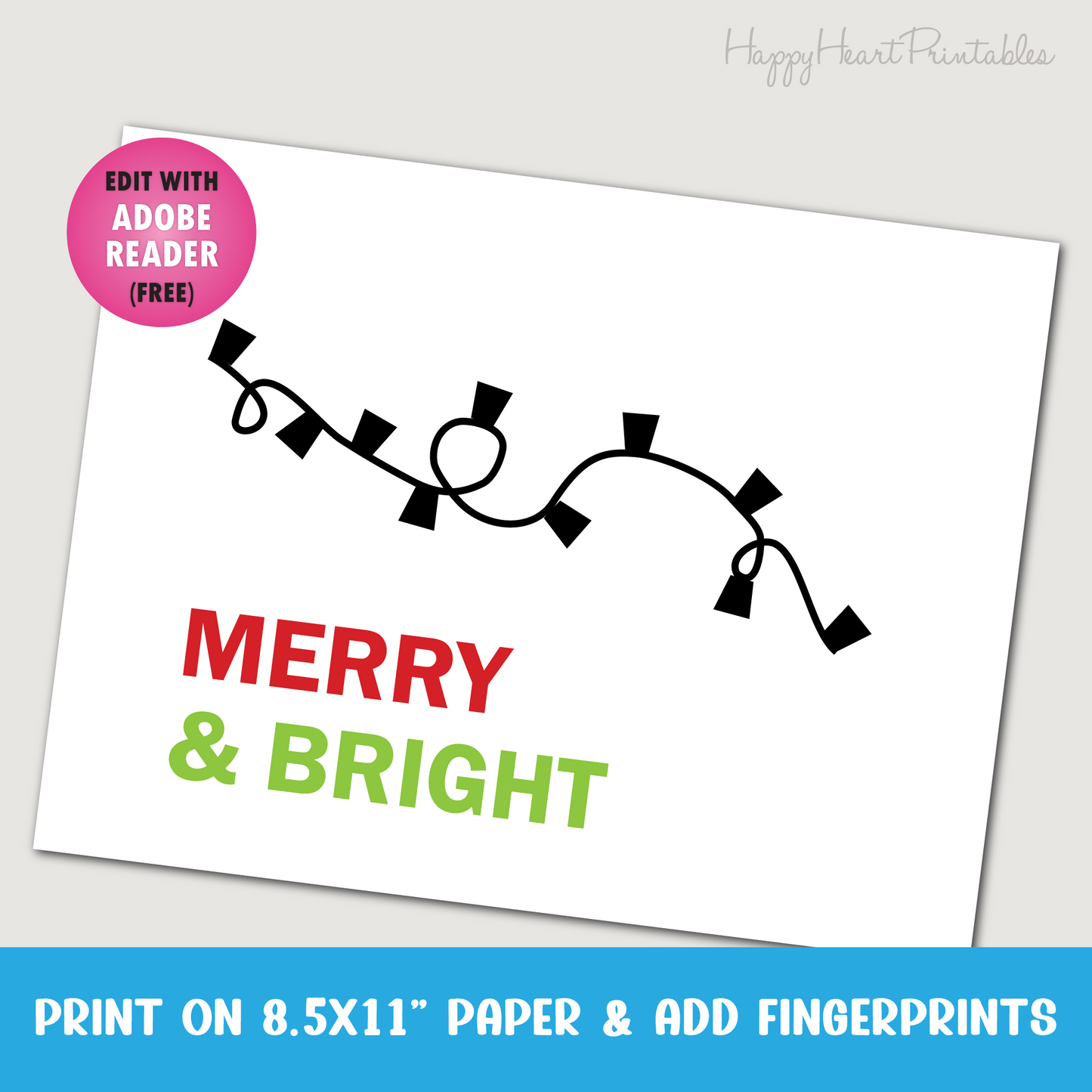 Fingerprint Christmas Lights Printable Template - Fingerprint Christmas Art