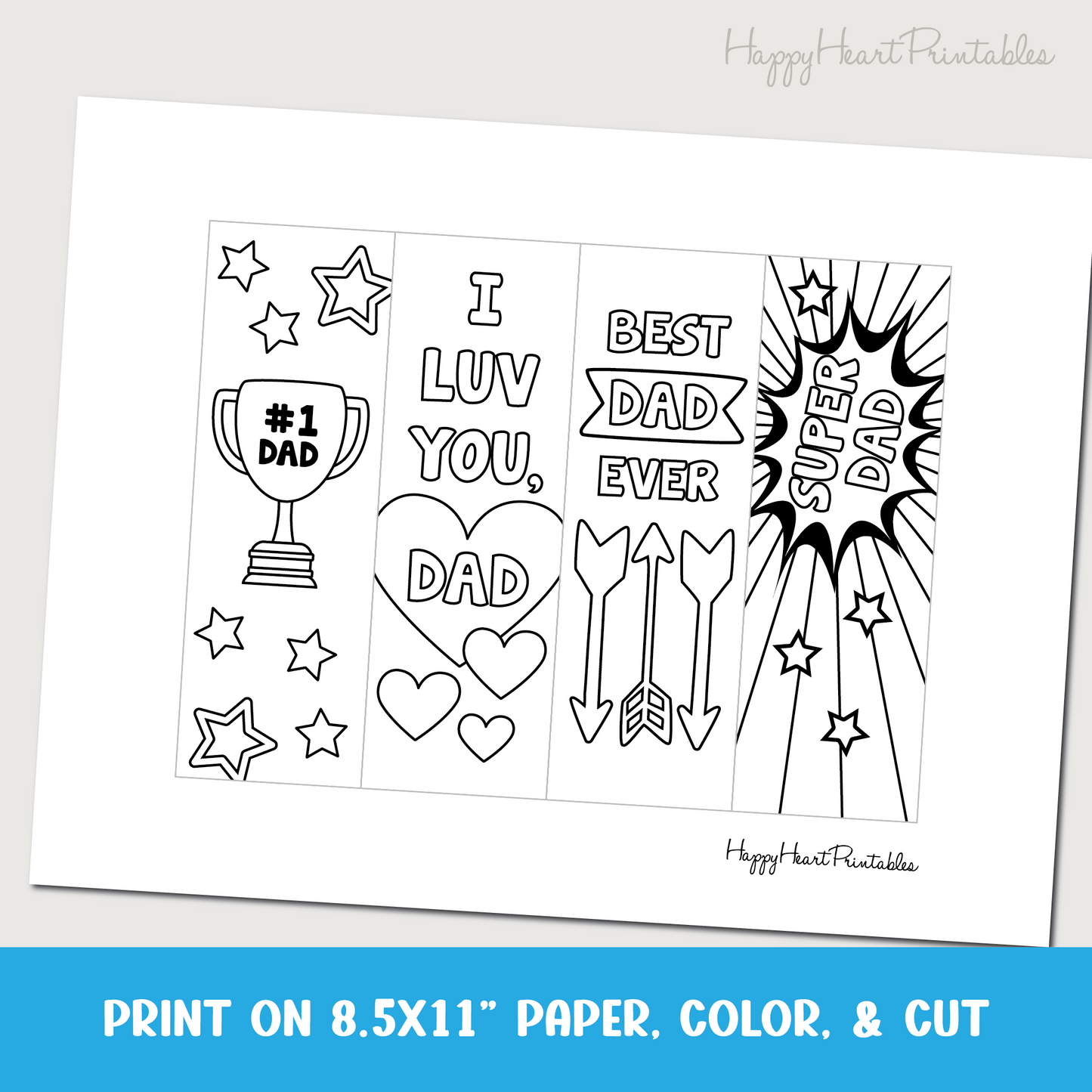 Dad Printable Coloring Bookmarks
