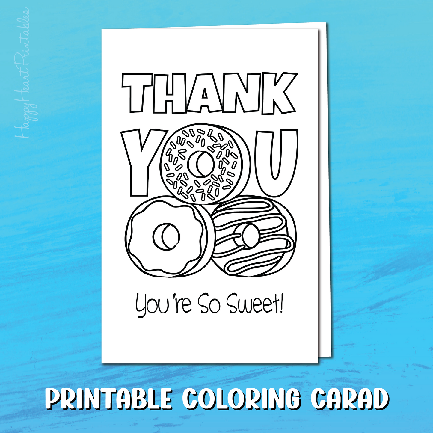 Donut Printable Coloring Thank You Card