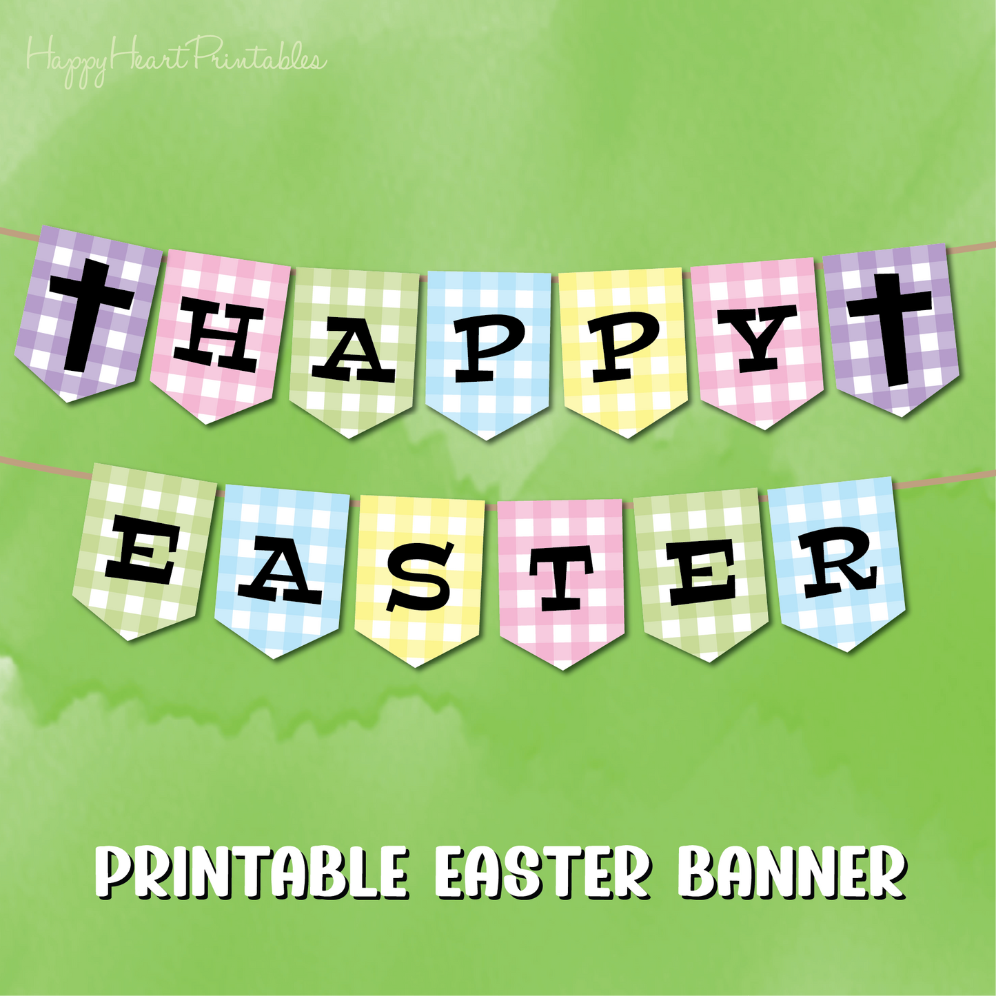 Happy Easter Printable Banner With Crosses