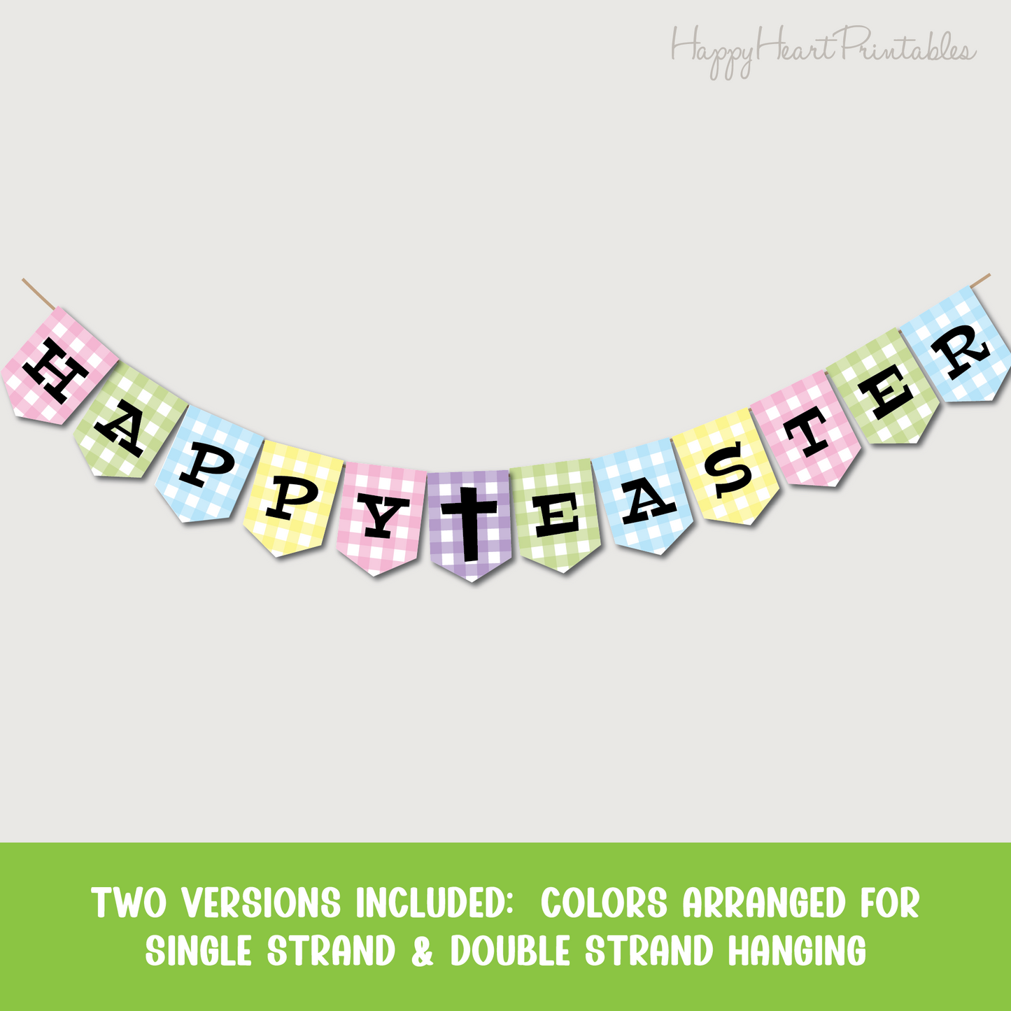 Happy Easter Printable Banner With Crosses