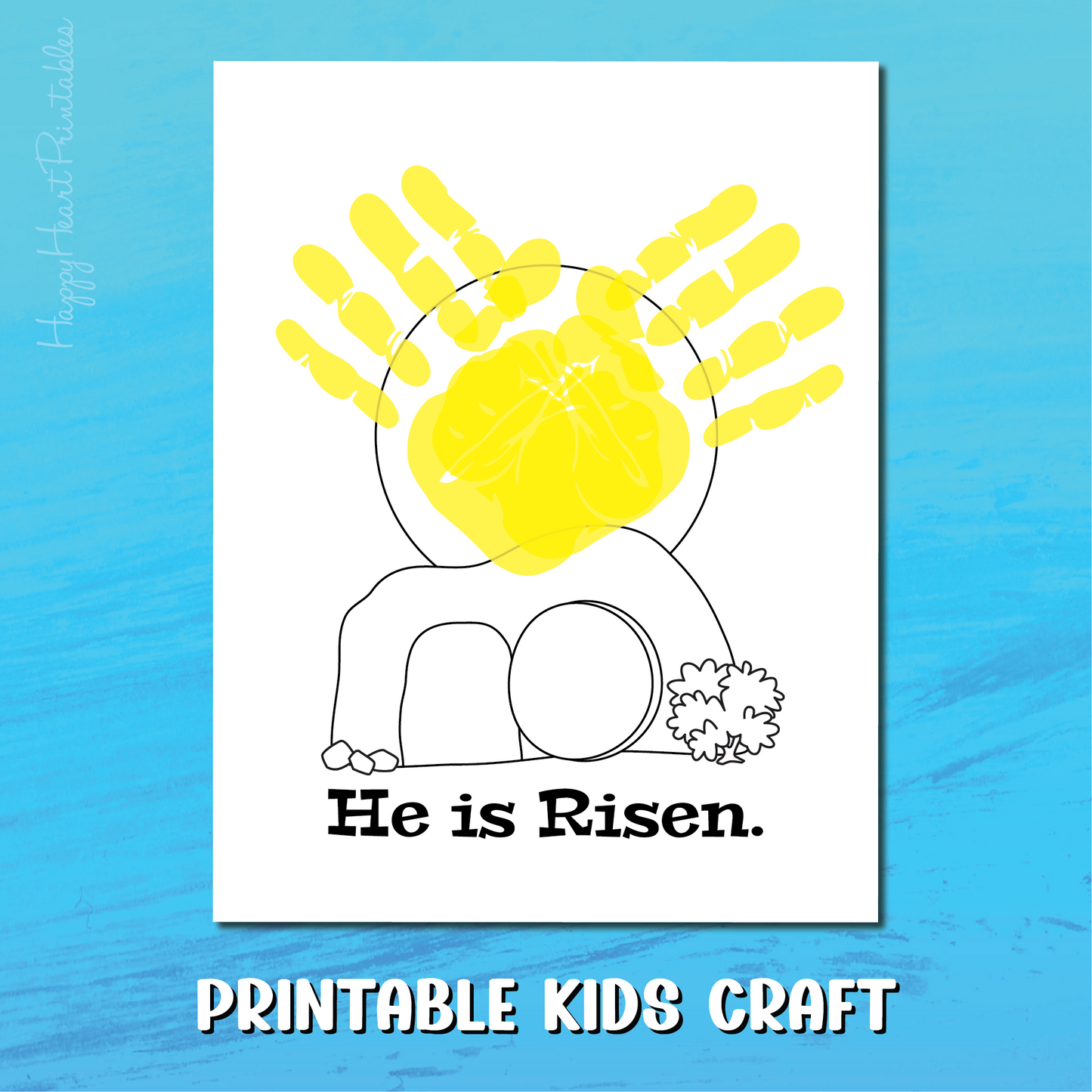 Easter Handprint Art Template - He Is Risen Craft