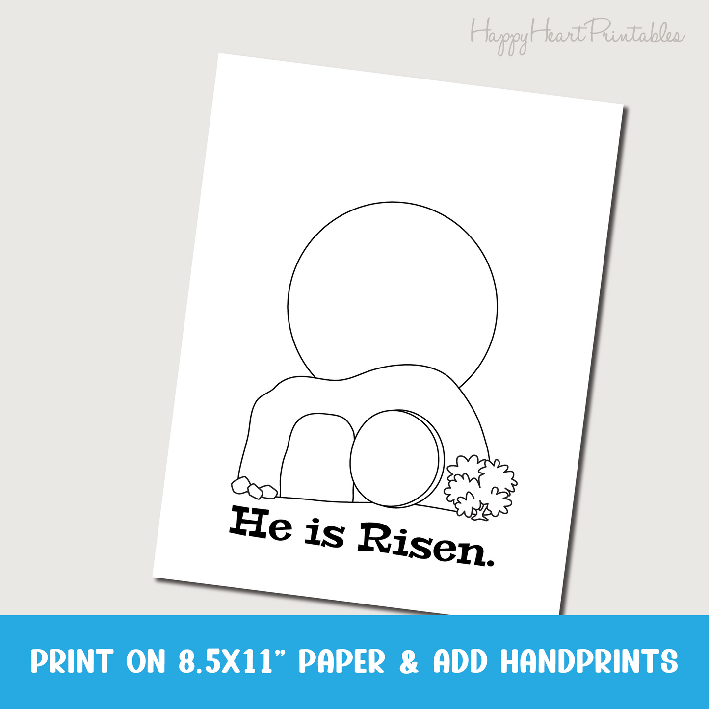 Easter Handprint Art Template - He Is Risen Craft