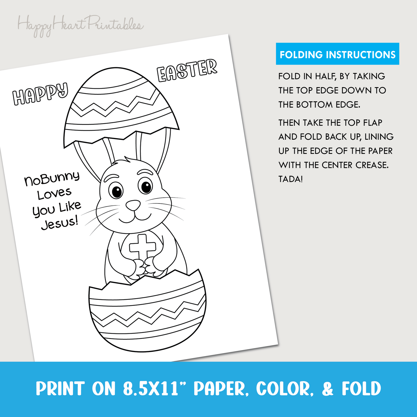 Christian Easter Egg Folding Surprise Craft - NoBunny Loves You Like Jesus