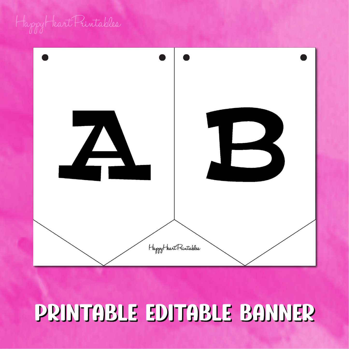 Editable Pennant Banner Pattern With Serif Font- Printable Banner Template