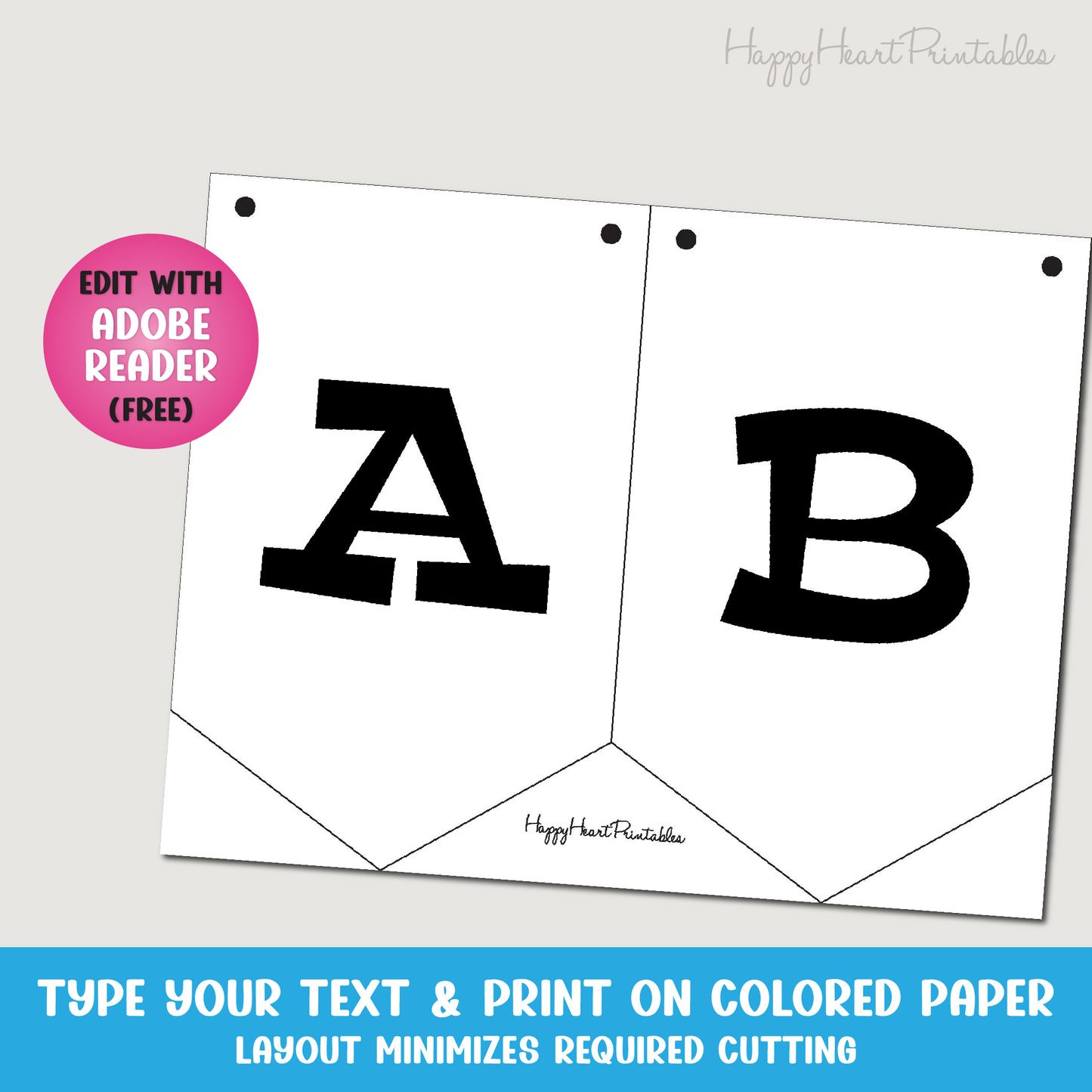 Editable Pennant Banner Pattern With Serif Font- Printable Banner Template