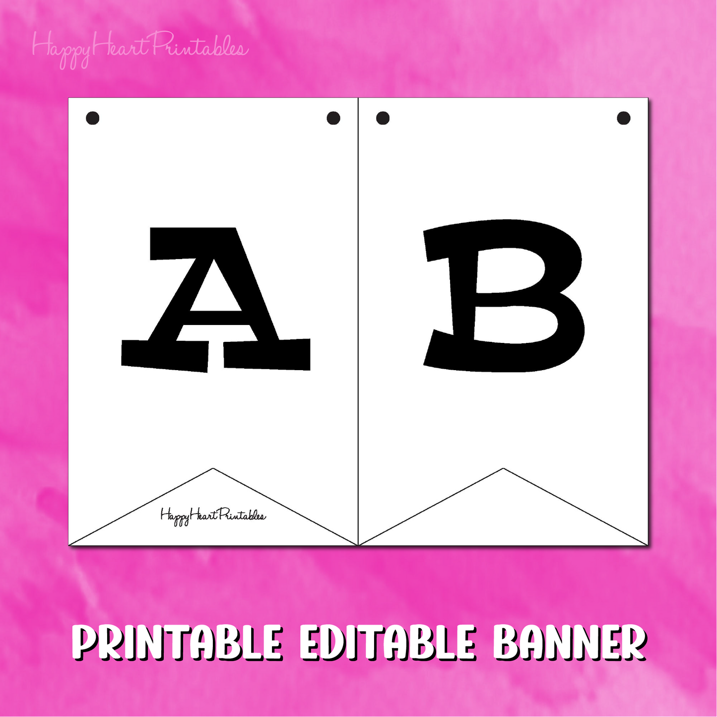 Editable Banner Pattern With Serif Font - Printable Banner Template - DIY Flag Banner