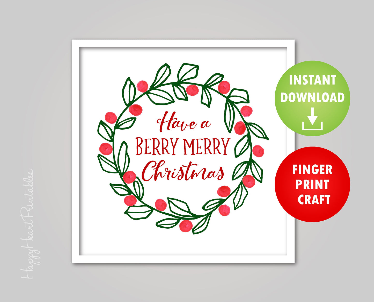 Fingerprint Christmas Wreath Printable Template - Fingerprint Christmas Art