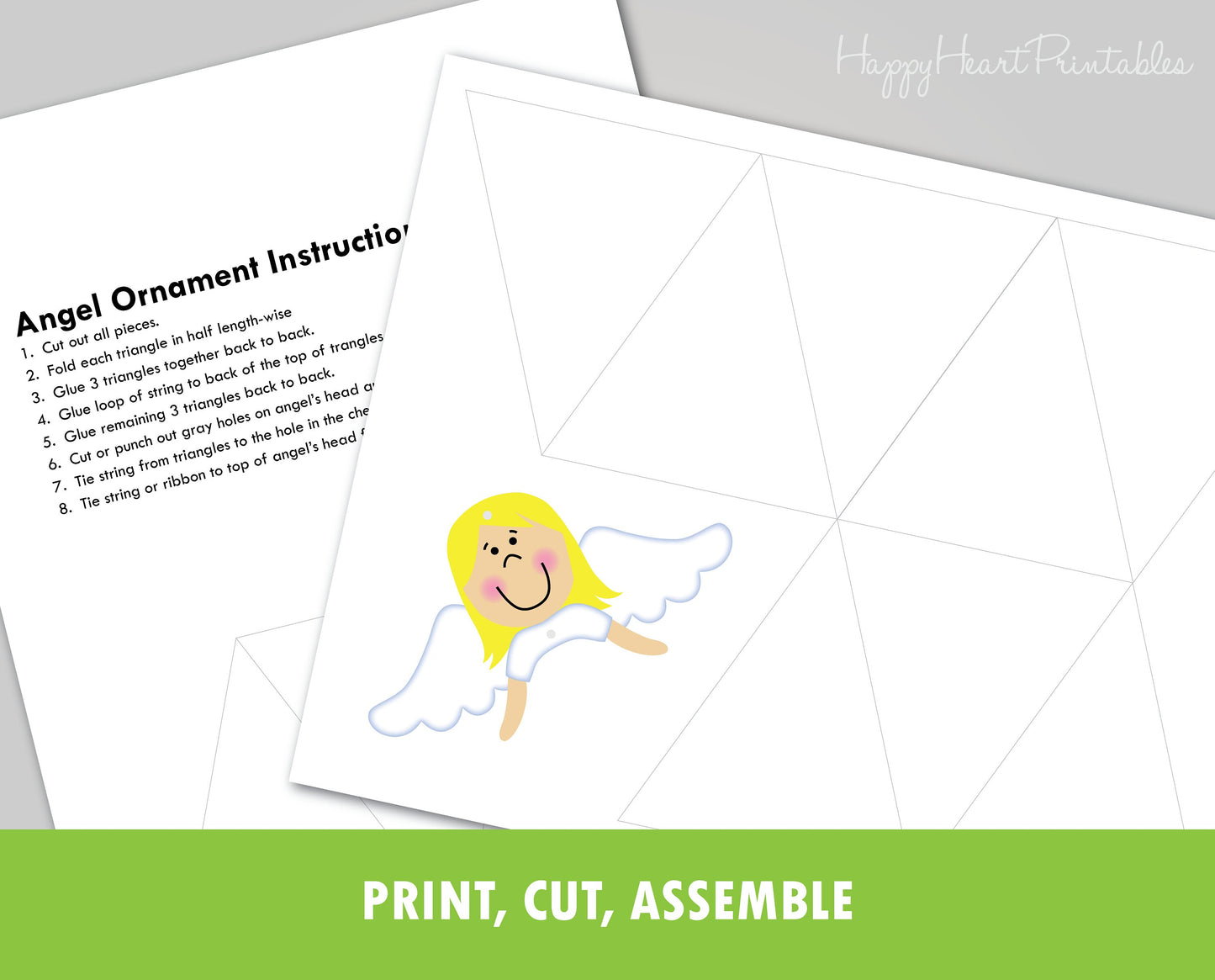 Printable Paper Christmas Ornament - DIY Christmas Ornament - Angel Paper Craft