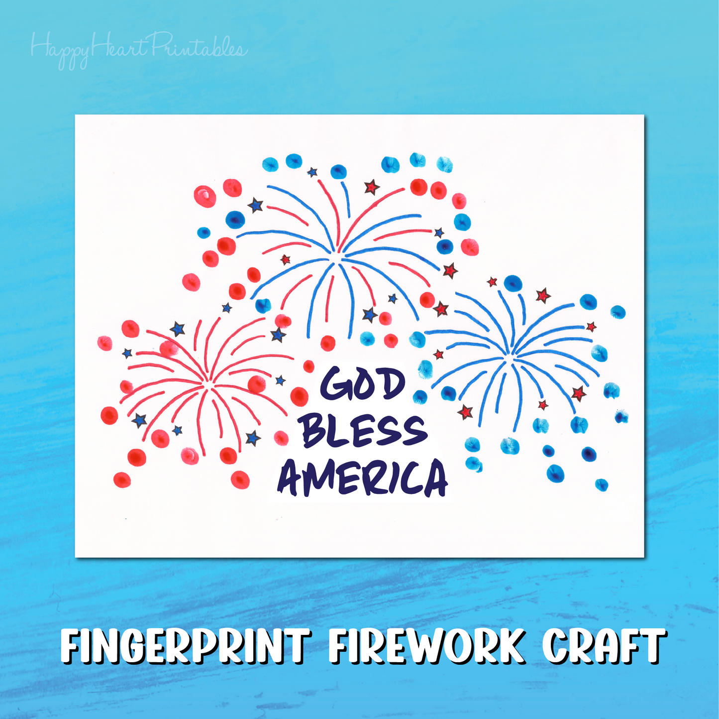 Printable Firework Craft - 4th of July Fingerprint Art