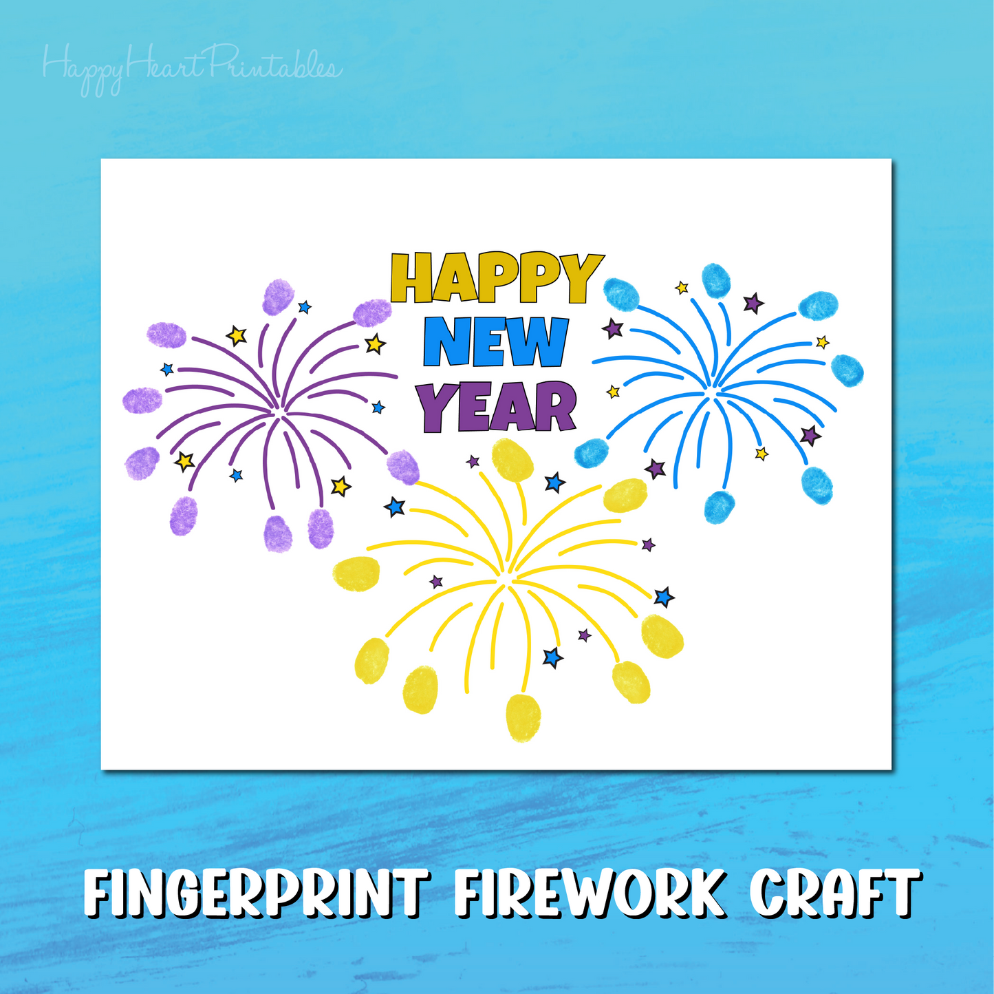 New Years Eve Fingerprint Firework Printable Craft
