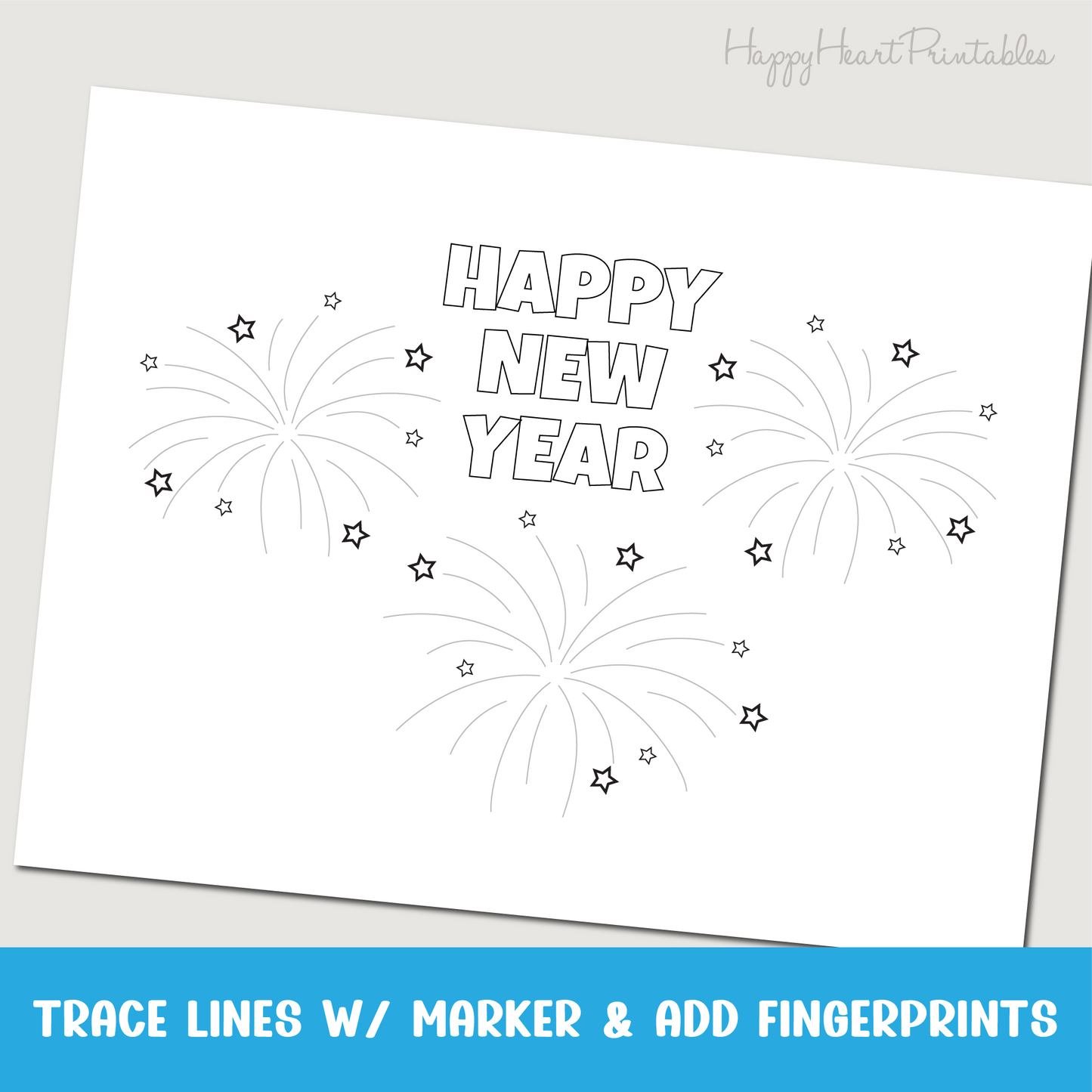 New Years Eve Fingerprint Firework Printable Craft