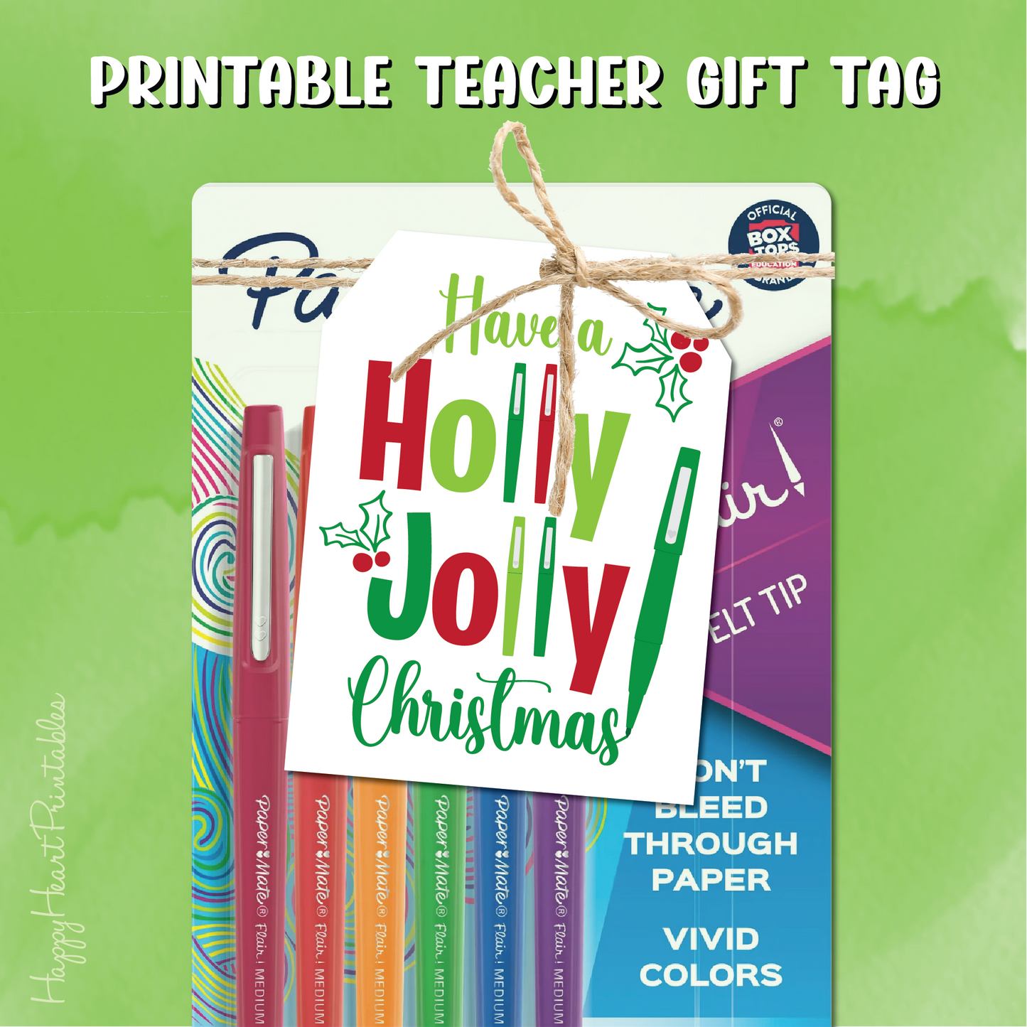 Christmas Teacher Gift Tag - Printable Gift Tag for Pens