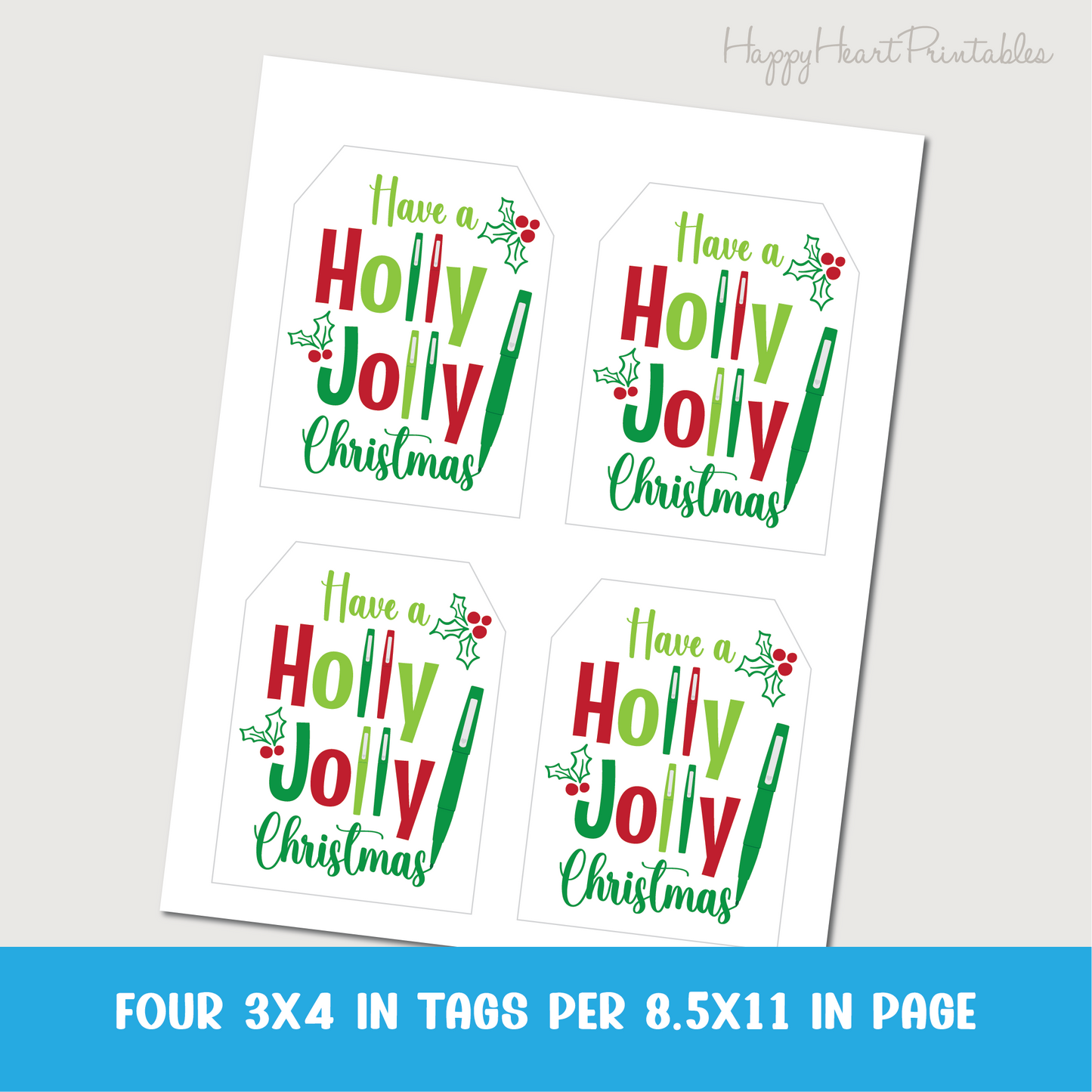 Christmas Teacher Gift Tag - Printable Gift Tag for Pens