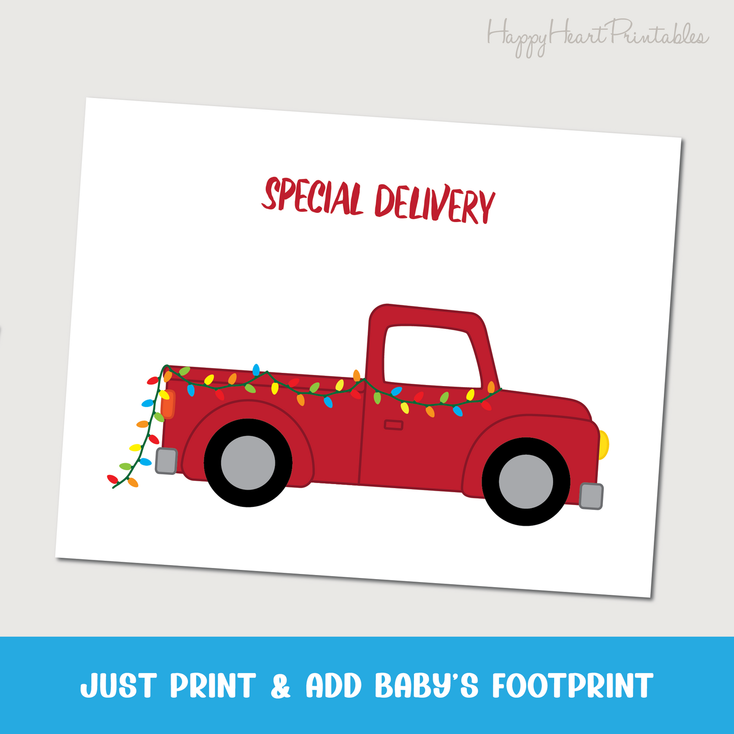 Christmas Tree Baby Footprint Printable Craft Template - Christmas red truck craft