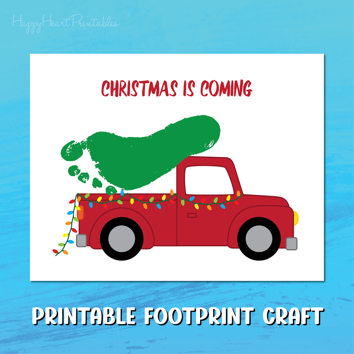Christmas Tree Footprint Printable Craft Template - Christmas red truck craft