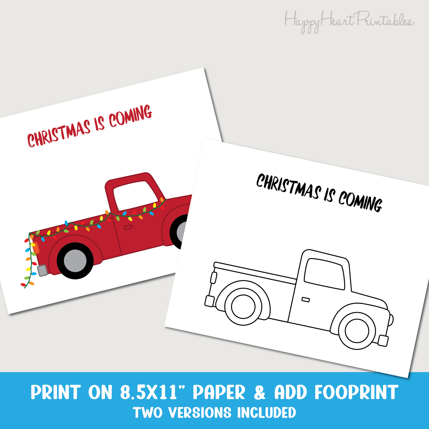 Christmas Tree Footprint Printable Craft Template - Christmas red truck craft