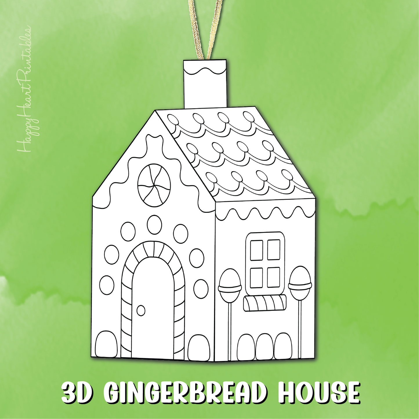 Gingerbread House Printable 3D Christmas Ornament